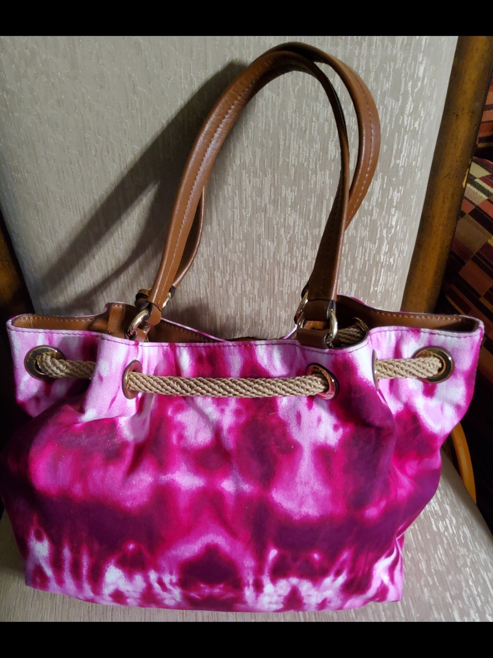Michael Kors Pink Tie-Dye Drawstring Shoulder Bag - Picture 4 of 8